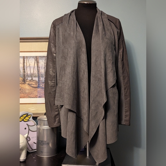 Blank NYC Jackets & Blazers - Blank NYC faux suede and leather jacket, size small, gray